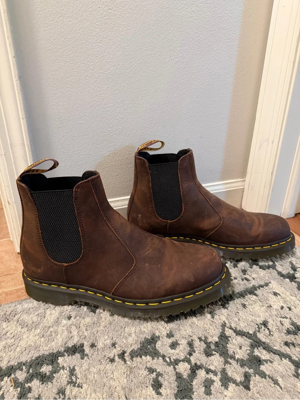 Men's Brown Leather Chelsea Work Boot with Contrast Stitching